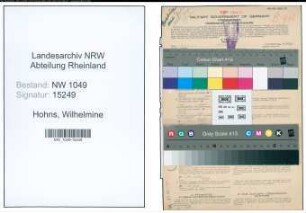 Entnazifizierung Wilhelmine Hohns , geb. 06.08.1888 (Stadtsekretärin)
