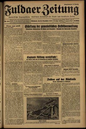 Erste Ausgabe vom Mittwoch, den 15. Dezember 1937.
