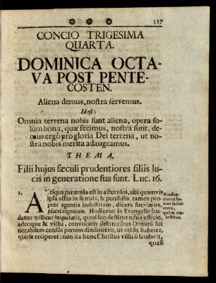 Concio Trigesima Quarta. Dominica Octava Post Pentecosten.