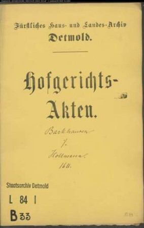 Barkhausen, Kord, Vogt zu Lage gegen Felix Hollmann - Schuldforderung