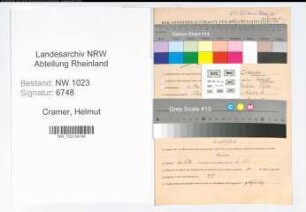 Entnazifizierung Helmut Cramer , geb. 06.05.1905 (Textilleiter)
