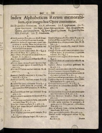 Index Alphabeticus Rerum memorabilium