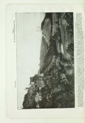 Die Thüringer Hochfläche ein Tafelland. Rudelsburg und Saaleck, flußaufwärts gesehen