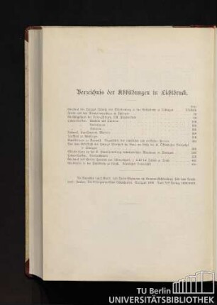 Verzeichnis der Abbildungen in Lichtdruck.