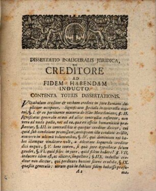 Dissertatio Inauguralis Juridica, De Creditore Ad Fidem Habendam Inducto