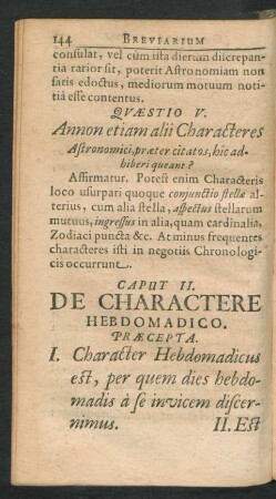 Caput II. De Charactere Hebdomadico.