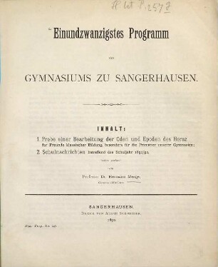 Programm des Gymnasiums zu Sangerhausen. 1891/92 = 21