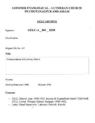 Correspondence with Primary School