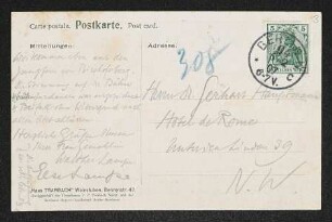 Brief von Walther Lampe und Else Lampe an Gerhart Hauptmann