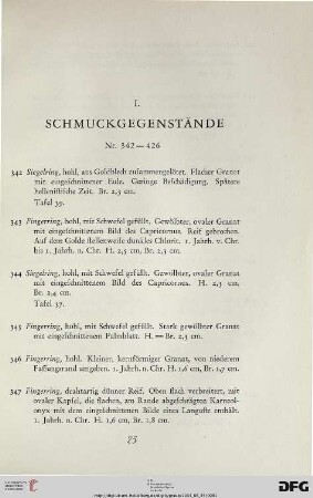 I. Schmuckgegenstände (Nr. 342-426)