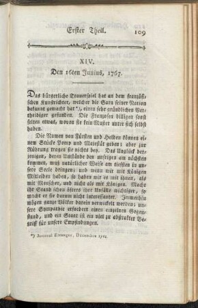 XIV. Den 16ten Junius, 1767