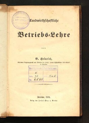 Landwirthschaftliche Betriebslehre