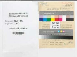 Entnazifizierung Johann Matischak , geb. 09.11.1903 (Sekretaer)