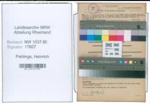 Entnazifizierung Heinrich Pahlings , geb. 31.03.1904 (Verw.Direktor)