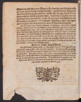 Den 30. Junii aus Lübeck.