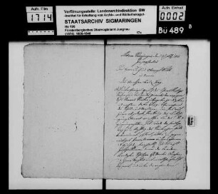 Inventar über das Vermögen des Lehrers Christoph Sauter in Storzingen und Gutsübergabe an seinen Sohn Konrad Sauter