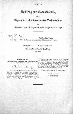 Nachtrag zur Tages-Ordnung (360), 18. Dezember 1912