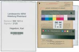 Entnazifizierung Karl Hagedorn , geb. 04.10.1895 (Kaufmann)