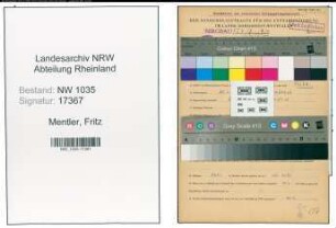 Entnazifizierung Fritz Mentler , geb. 30.03.1914 (Angestellter)