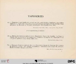 Tapisseries (Nr. 179-185)