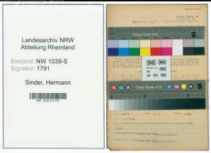 Entnazifizierung Hermann Sinder , geb. 08.02.1896 (Wasserbaufacharbeiter)