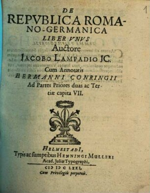 De Republica Romano-Germanica Liber Unus