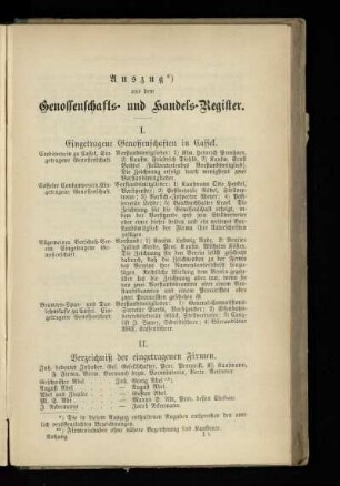 Auszug aus dem Genossenschafts- und Handels-Register