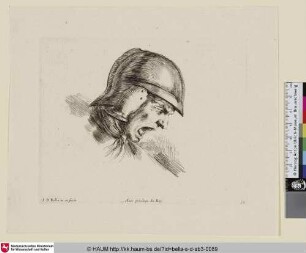 [Kopfstudie eines schreienden Soldaten; Tête de soldat effrayé, qui crie ...; Study of the head of a frightened soldier ...]