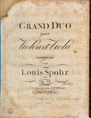 Grand duo pour violon et viola : Op. 13