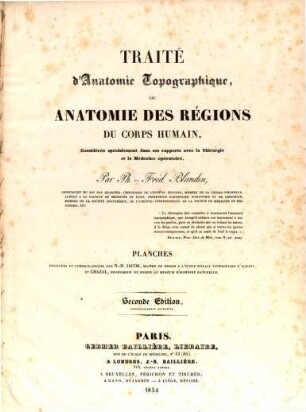 Traité d'anatomie topographique : Atlas de planches