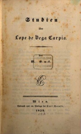 Studium über Lope de Vega Carpio