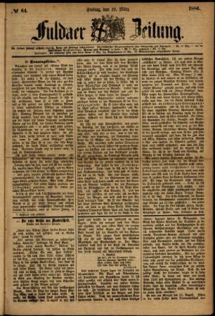 Ausgabe vom Freitag, den 19. März 1886.