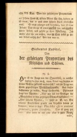 Siebentes Kapitel. Von der gehörigen Proportion des Nützlichen und Schönen