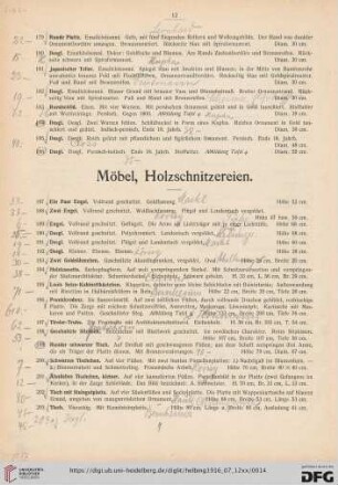 Möbel, Holzschnitzereien (Nr. 187-308)