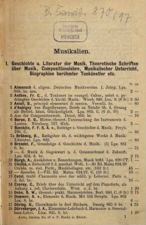 Catalog von Franz Hanke No. ..., 97