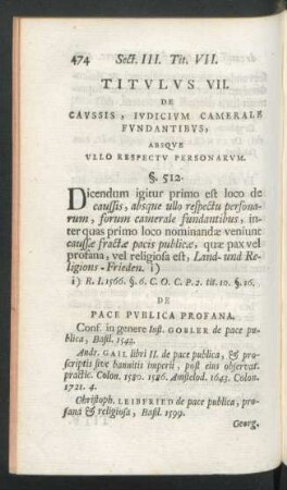 Titulus VII. De Caussis, Iudicium Camerale Fundantibus, ...