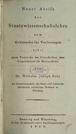 Neuer Abriss der Staatswissenschaftslehre