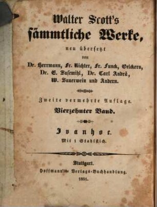 Walter Scott's sämmtliche Werke, 14. Ivanhoe : ein Roman