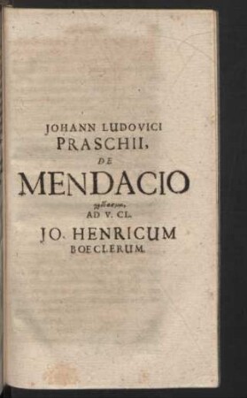 Johann Ludovici Praschii, de Mendacio