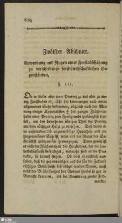 Zwölfter Abschnitt. Anwendung nund Nutzen einer Forstabschätzung zu verschiedenen forstwirthschaftlichen Gegenständen