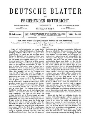 Von dem Werte der praktischen Arbeit für die Erziehung : (Fortsetzung)