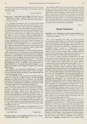 432-435 [Rezension] Schmithals, Walter, Einleitung in die drei ersten Evangelien