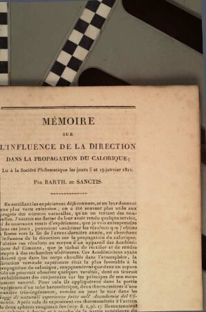 Mémoire sur l'influence de la direction dans la propagation du calorique
