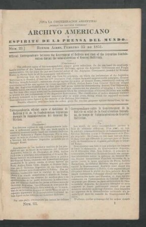 Número 23. - Buenos Aires, Febrero 25 de 1851.
