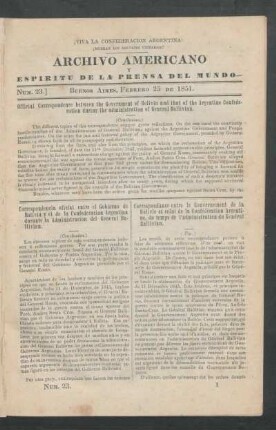 Número 23. - Buenos Aires, Febrero 25 de 1851.