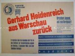 Maueranschlag der FDJ mit Ankündigung einer Rede Gerhard Heidenreichs in Dresden