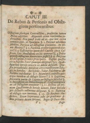 Caput III. De Rebus & Personis ad Obstagium pertinentibus: