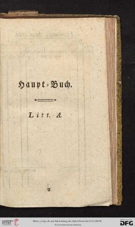 Haupt-Buch Litt. A.