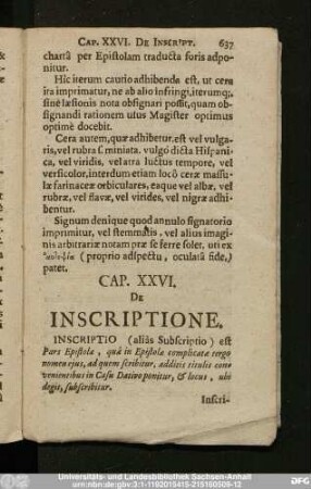 Cap. XXVI. De Inscriptione.