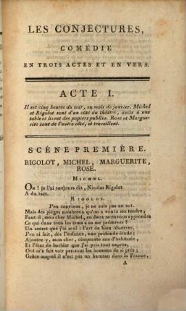 Les conjectures : comédie en trois actes et en vers